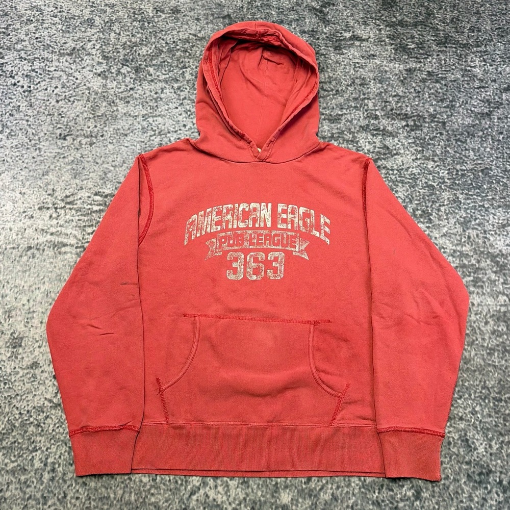 American Eagle Outfitters Hoodie Mens Large Red Vintage Slim fit Preppy Y2K
